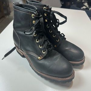 ALP By Golden Fox Men’s Black Grain Leather Oil Resistant Lace Up Work Boots 10